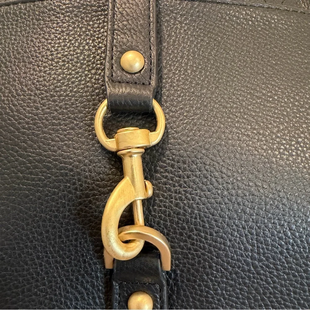 Lodis Black Leather Satchel with Gold Hardware Detail - Picture 5 of 16